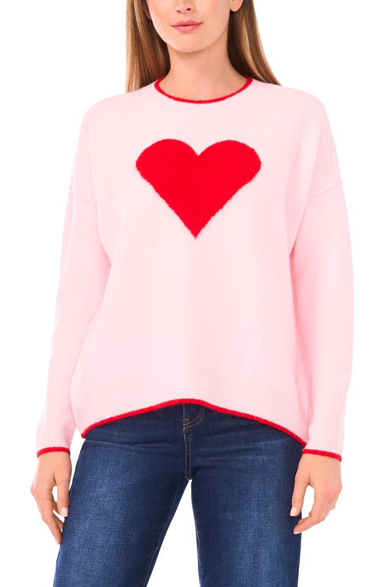CeCe Heart Graphic Sweater, Main, color, Pink Horizon