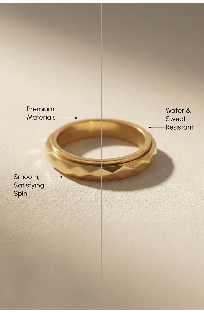 Mint & Lily Dainty Hammered Band Spinning Fidget Ring, Alternate, color, Silver