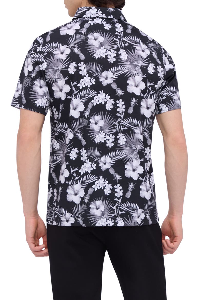Hendrix Digital Floral Print Pima Cotton Polo, Alternate, color, BLACK