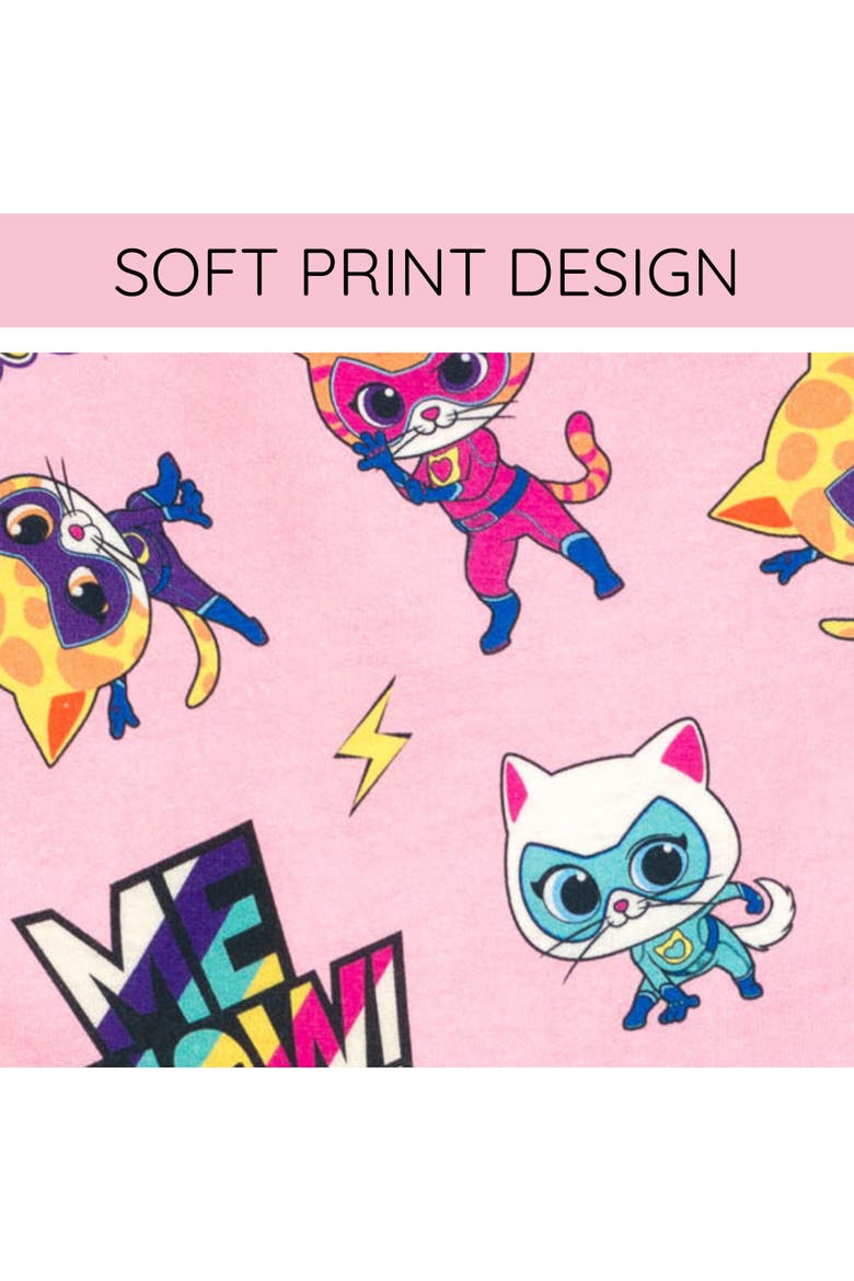 Super Kitties Short Sleeve Skater Dress, Alternate, color, SuperKitties Pink