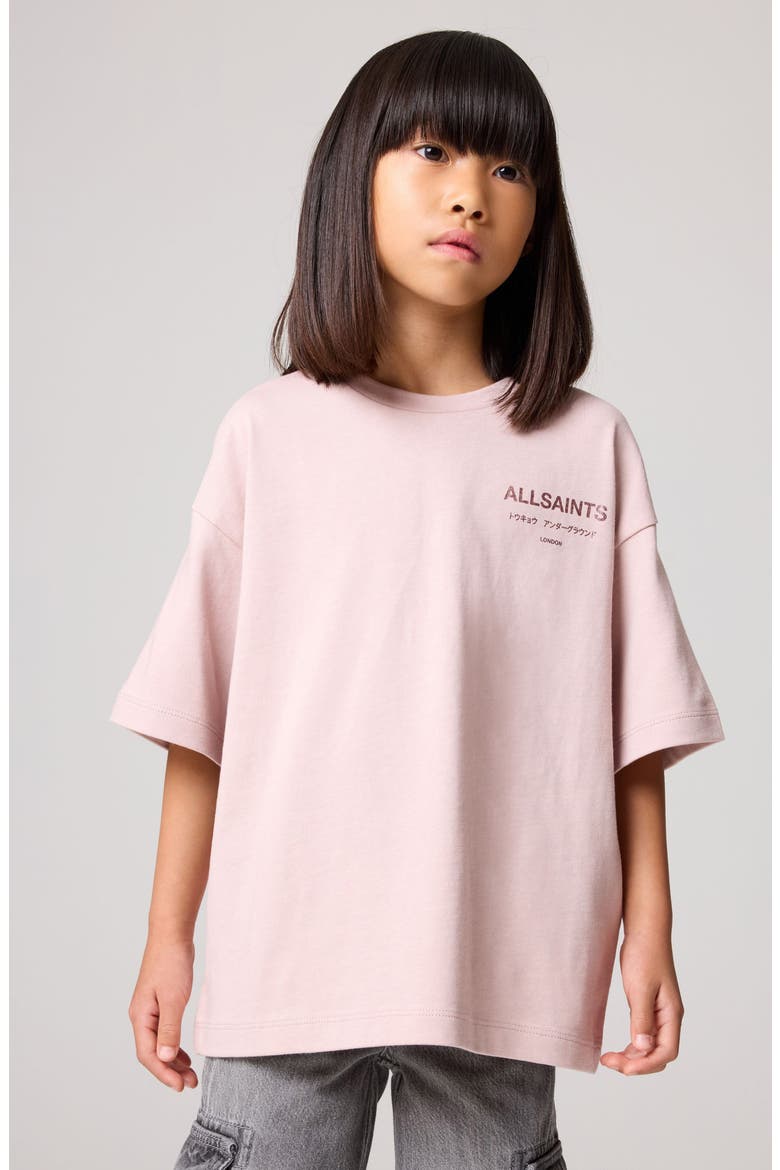 Kids' Underground Logo Metallic Cotton Graphic T-Shirt, Alternate, color, PINK