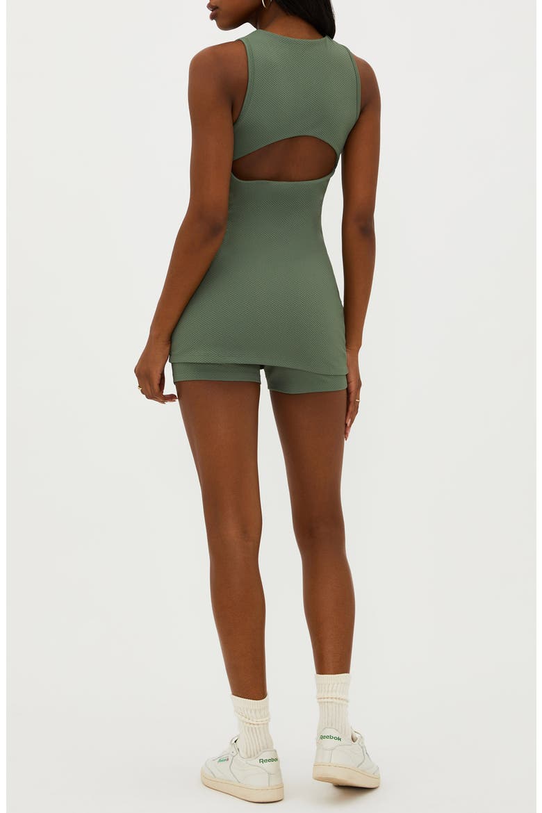 Olina Textured Back Cutout Romper, Alternate, color, QUEEN PALM WAFFLE