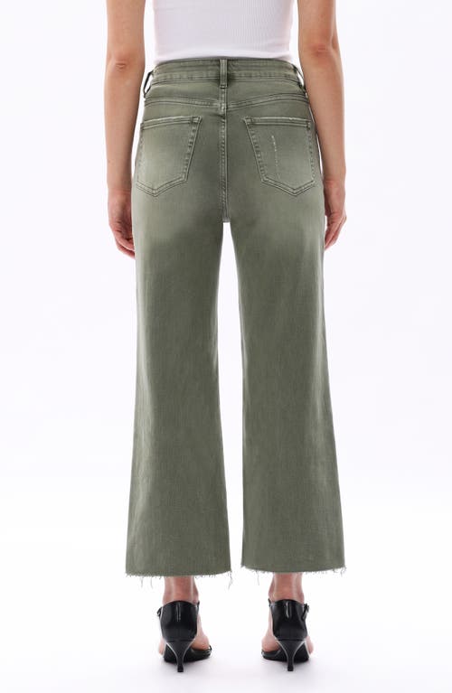 Bayeas High Waist Raw Hem Wide Leg Jeans In Green