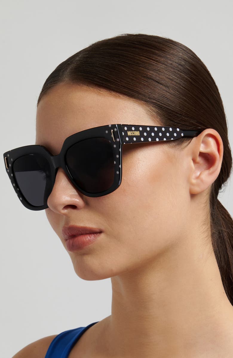 Moschino 55mm Square Sunglasses, Alternate, color, Pattern Black/ Grey