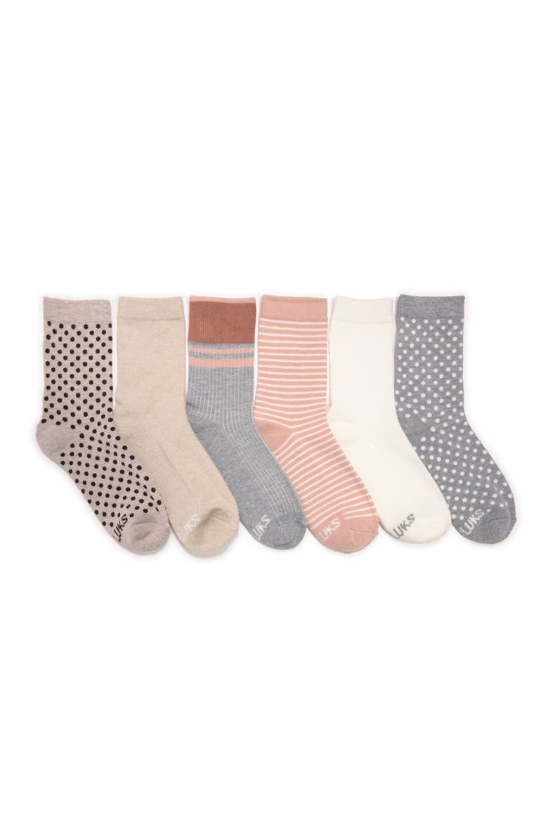Dreamstep Crew Socks 6 Pair Pack, Main, color, Light Neutral