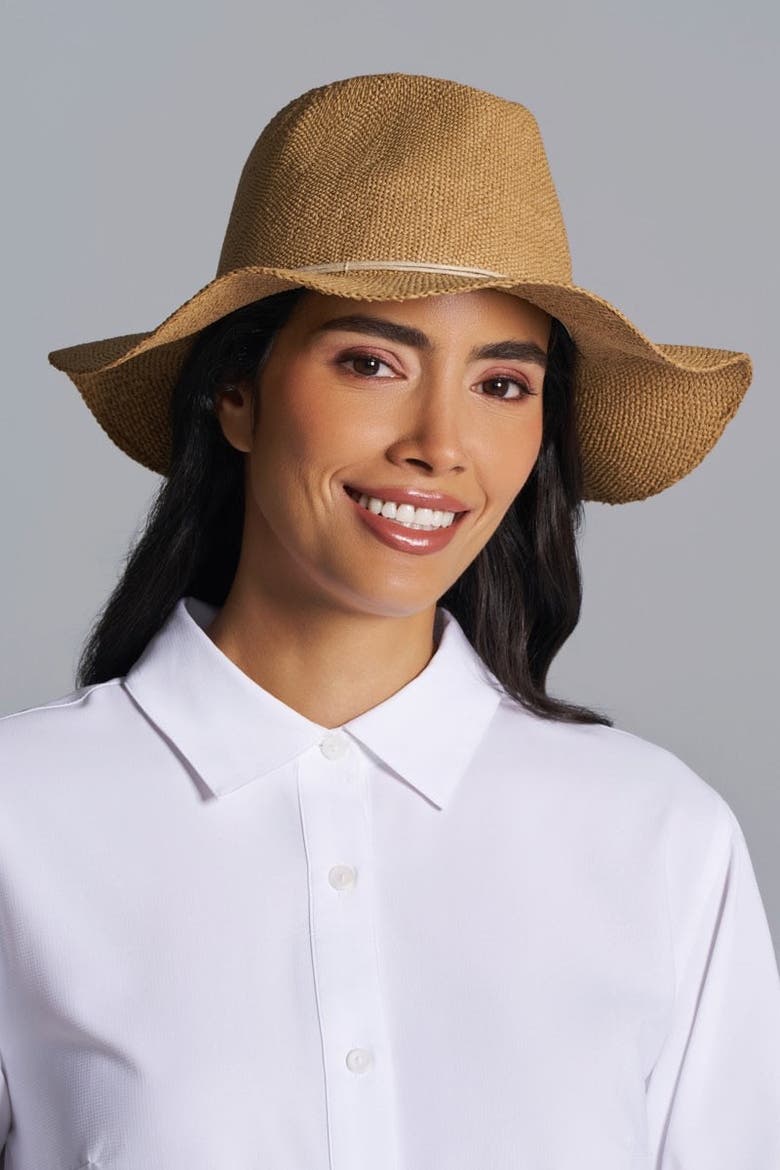 Women's Isla Hand Woven Fedora, UPF 50+ Sun Protection, Alternate, color, Toast Brown