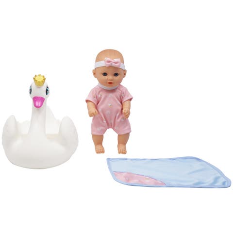 10 Inch Bath Time Baby Doll with Swan