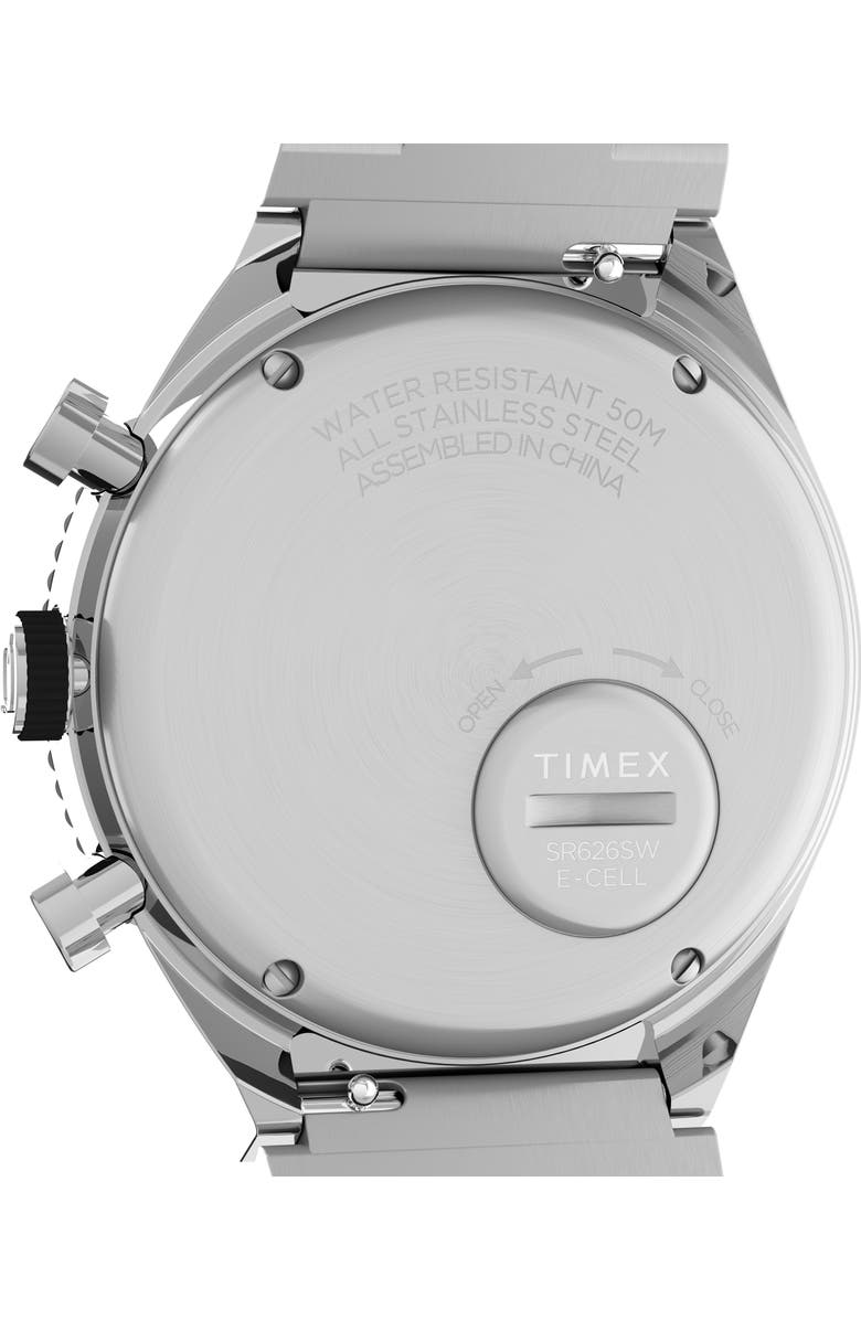 Timex<sup>®</sup> Q Timex 3-Time Zone Bracelet Chronograph Watch, 40mm, Alternate, color, Stainless Steel