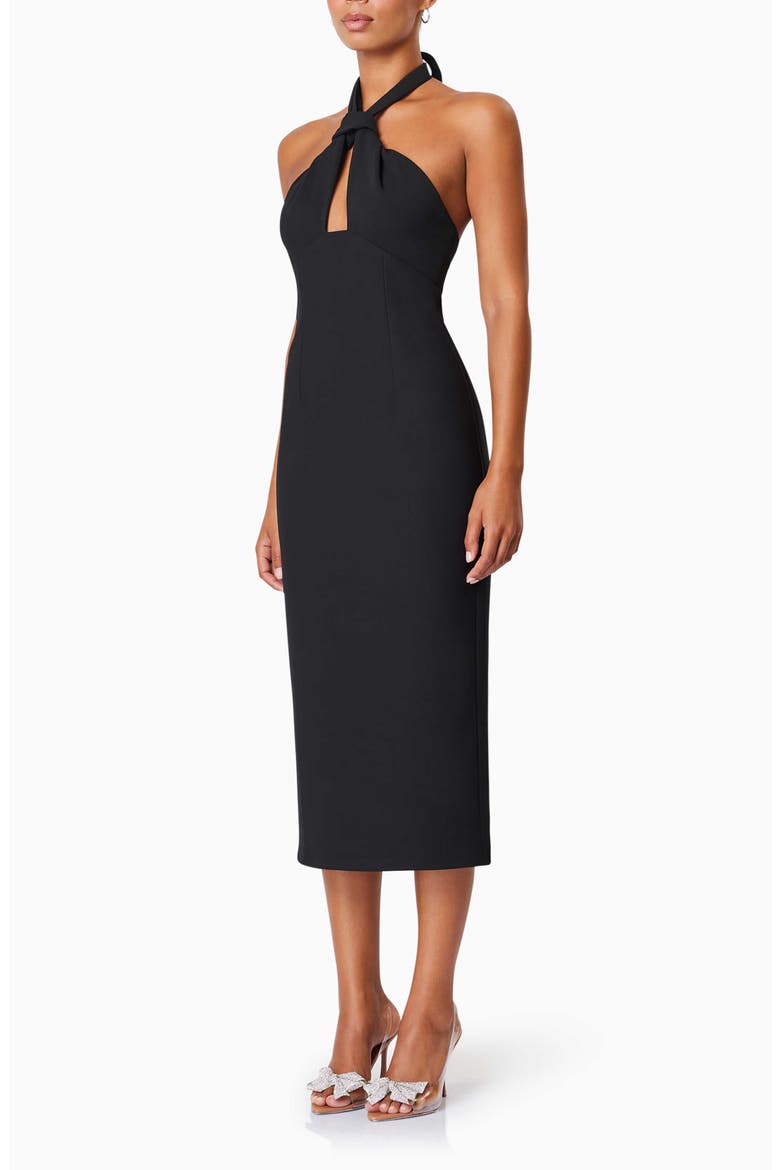 Victoria Halter Neck Stretch Crepe Cocktail Dress, Alternate, color, BLACK