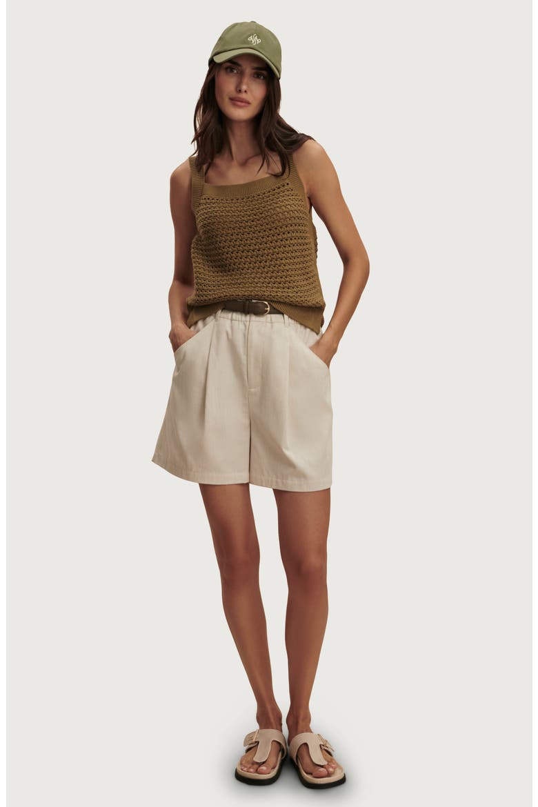 Ebden Square Neck Cotton Pointelle Tank, Alternate, color, GOLDEN OLIVE