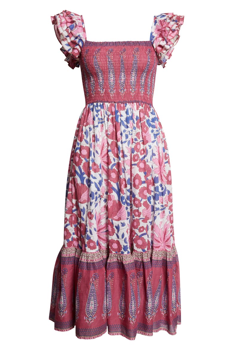 Olympia Smocked Midi Dress, Alternate, color, FIJI