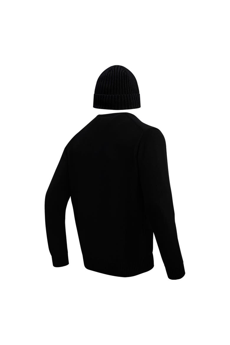 Men's Pro Standard Black San Francisco 49ers Crewneck Pullover Sweater & Cuffed Knit Hat Box Gift Set, Alternate, color, Black