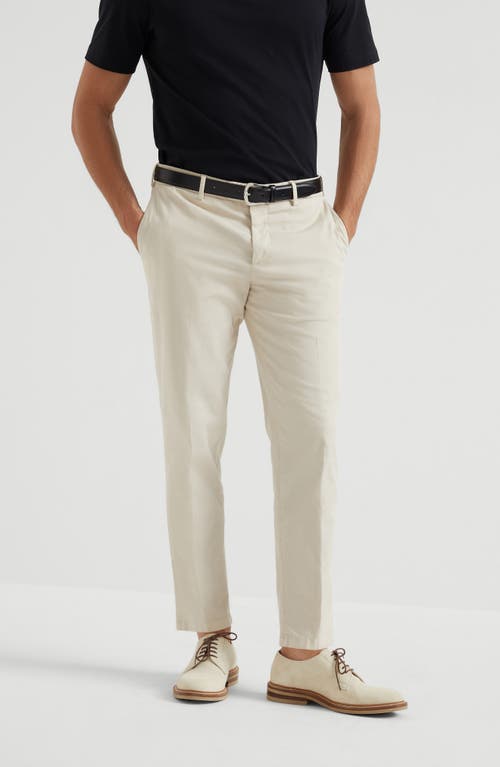 Brunello Cucinelli Gabardine Garment Dyed Trousers In Light Brown