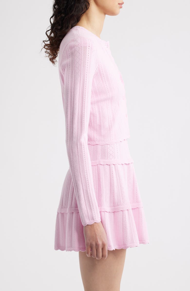 LoveShackFancy Nadiya Pointelle Cardigan, Alternate, color, Candy Floss Pink