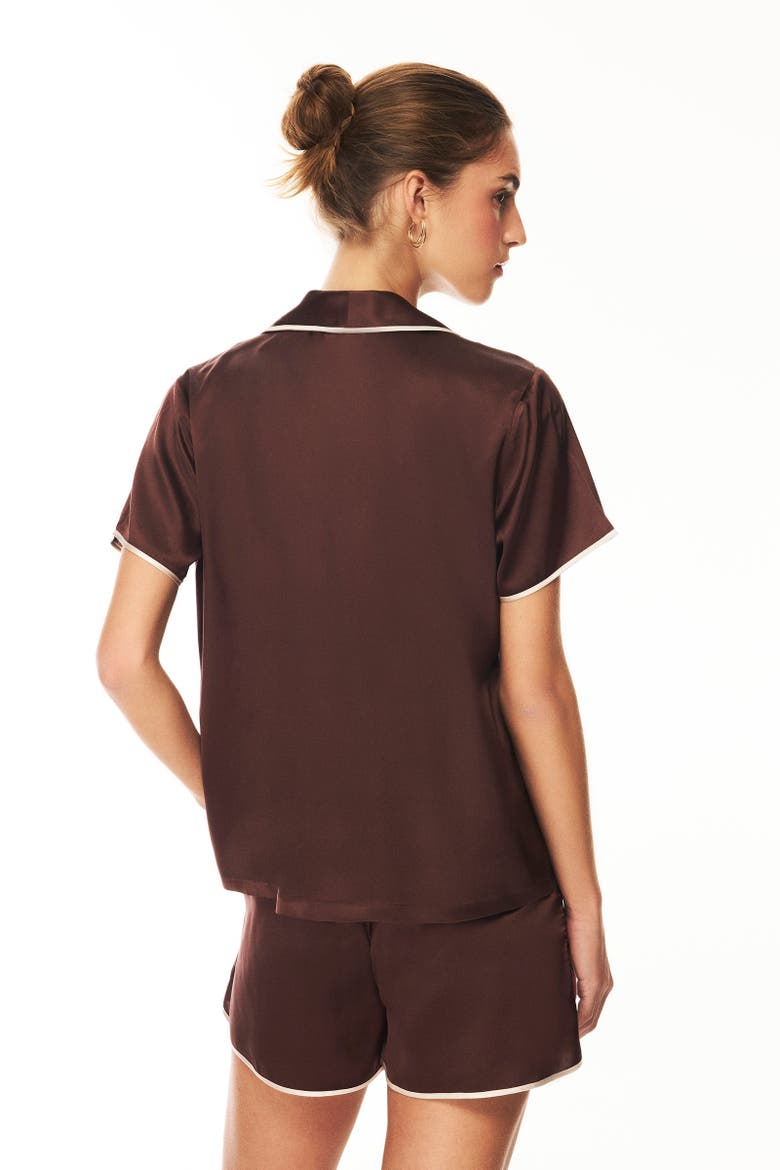 Silk Short Pajama Bottom, Alternate, color, Chocolate