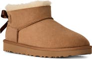 UGG® Ultra Mini Bailey Bow Genuine Shearling Boot