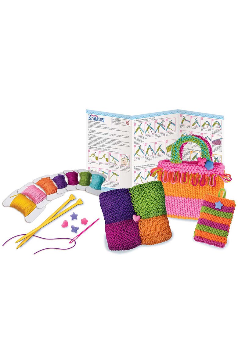 Easy to Do Knitting Kit Learn 2 Yarn Projects Set, Alternate, color, Multicolored