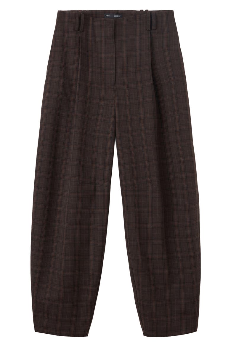 Plaid High Waist Balloon Pants, Main, color, BROWN