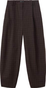 MANGO Plaid High Waist Balloon Pants