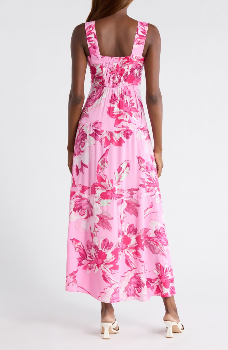 Vince Camuto Floral Tiered Maxi Dress, Alternate, color, Raspberry Sorbet