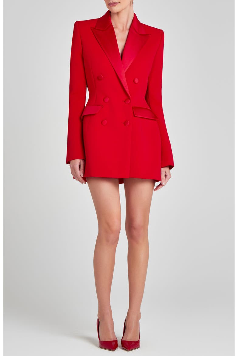 Monica Double Breasted Blazer Minidress, Main, color, RED