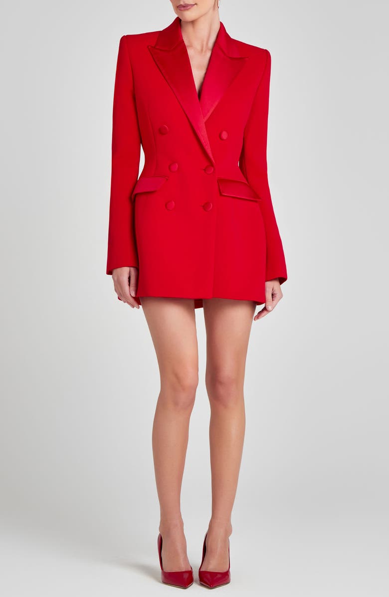 NADINE MERABI Monica Double Breasted Blazer Minidress, Main, color, Red