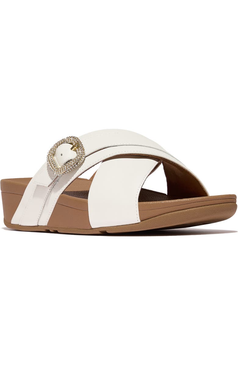 FitFlop Lulu Crystal Buckle Platform Slide Sandal, Main, color, Urban White
