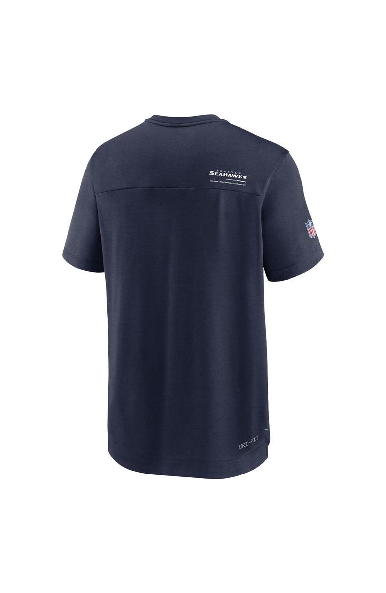 Nike Men's Nike Heather Navy Seattle Seahawks Sideline Coach Chevron Lock Up Logo V-Neck Performance T-Shirt, Alternate, color, Heather Navy