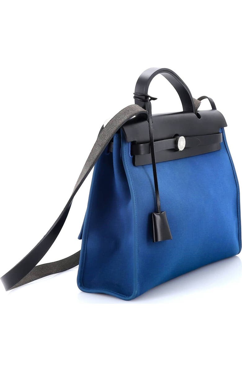 Pre-Owned Hermes Herbag Zip Leather and Toile 31, Alternate, color, Bleu De Galice