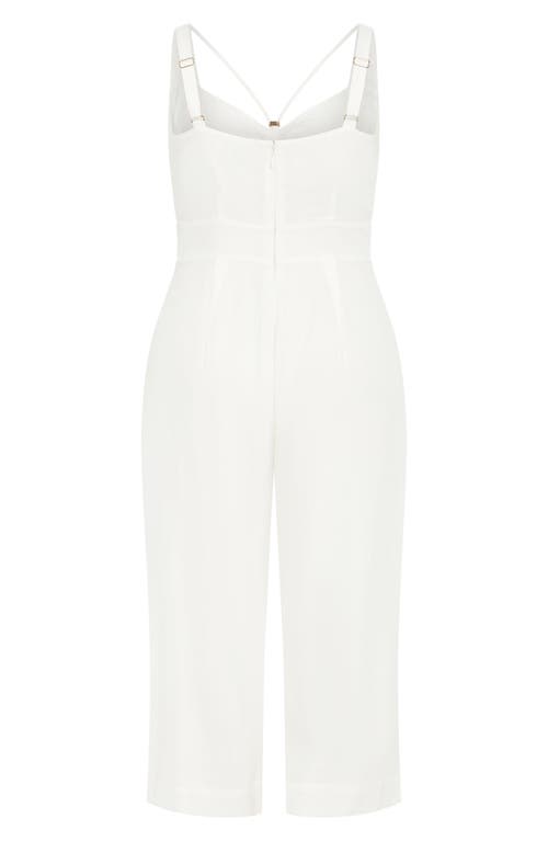 City Chic Ryann Cutout Sleeveless Jumpsuit In Ivory