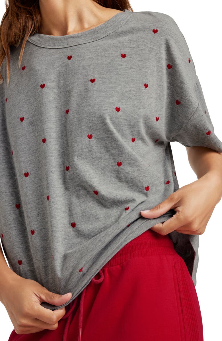 Splendid Embroidered Hearts Cotton Blend T-Shirt, Alternate, color, 