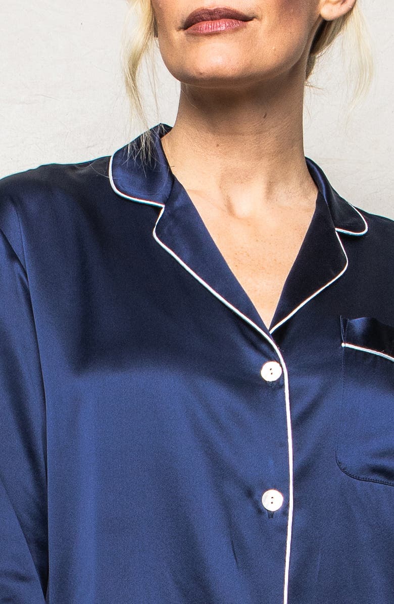 Petite Plume Piped Silk Pajamas, Alternate, color,