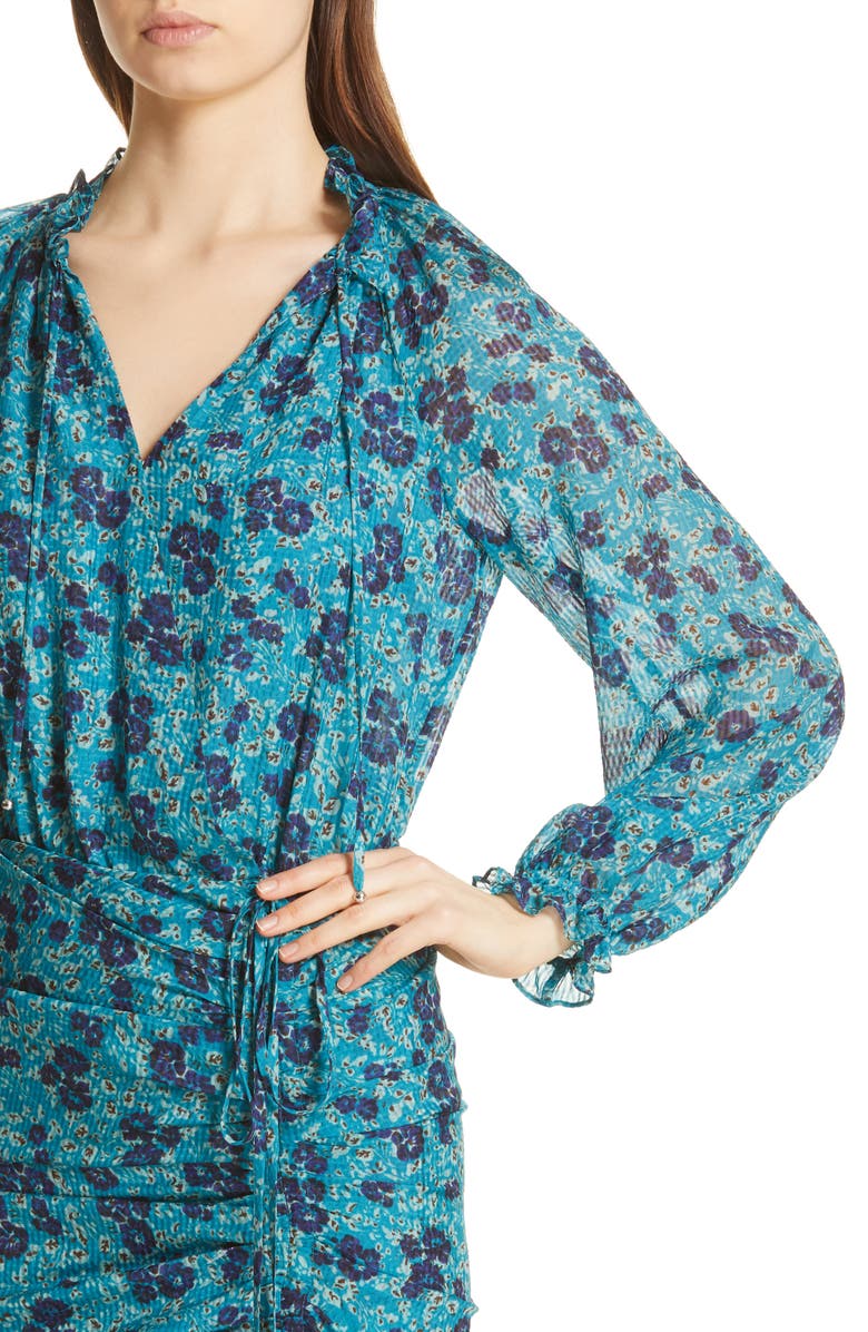 Veronica Beard Becky Floral Print Silk Dress, Alternate, color, 