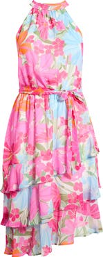 SUGARLIPS Calista Floral Ivone Ruffle Midi Dress