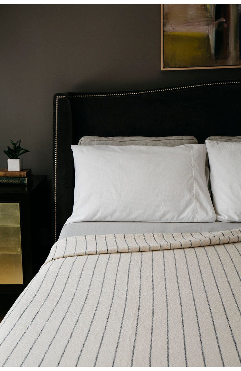 Evangeline Pinstripe Blankets, Alternate, color, Classic Grey