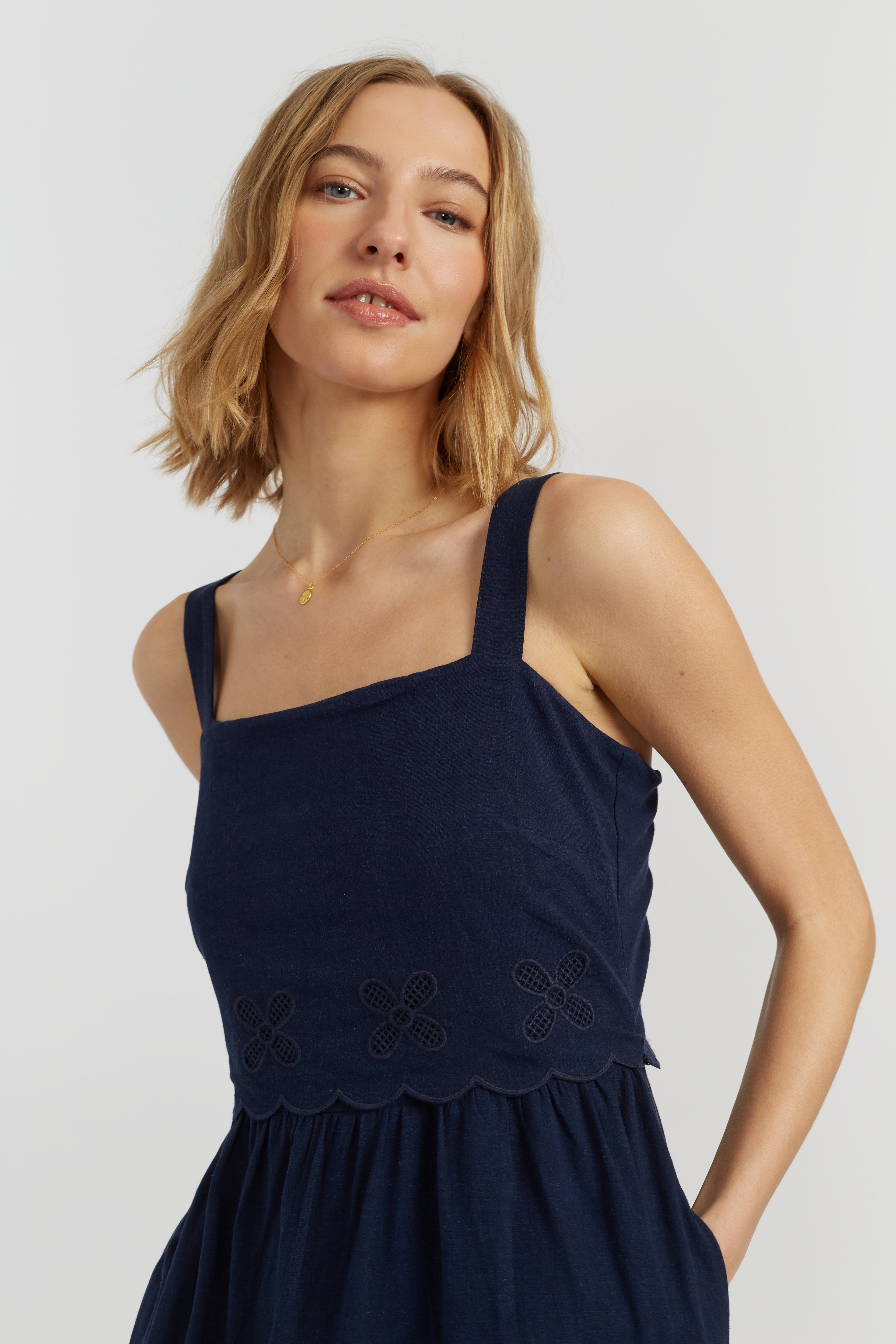 Sienna Linen-Blend Broderie Summer Dress - image 4