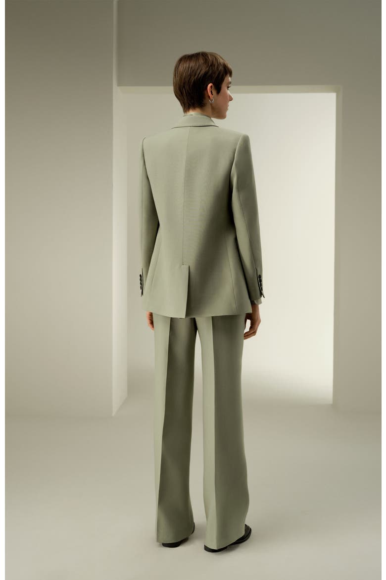 Women's Silk-Wool Blend Double Breasted Lapel Blazer, Alternate, color, Laurel Oak