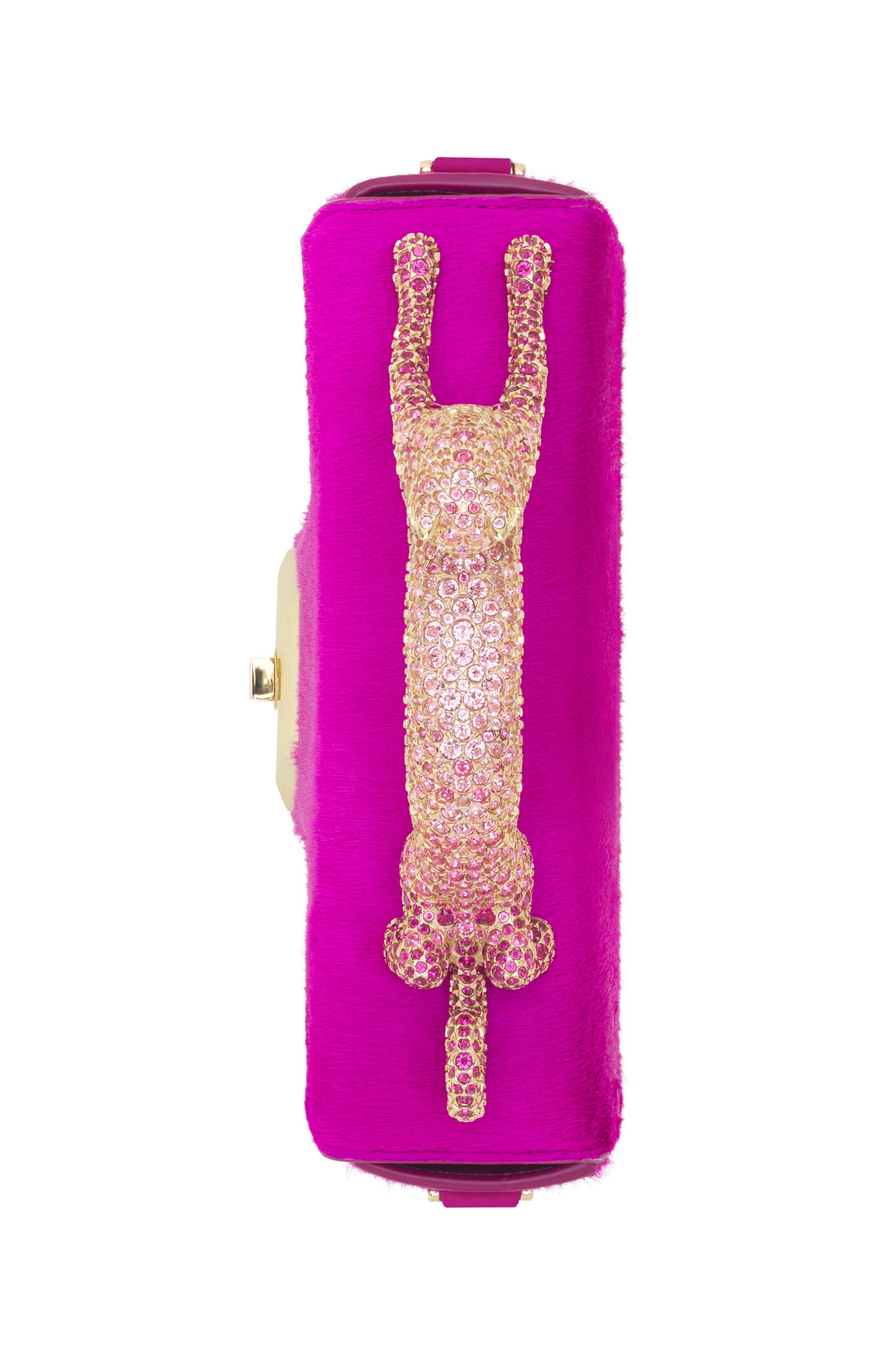 Pencil Cat Nano Bag In Pony And Rhinestones, Alternate, color, Bright Pink