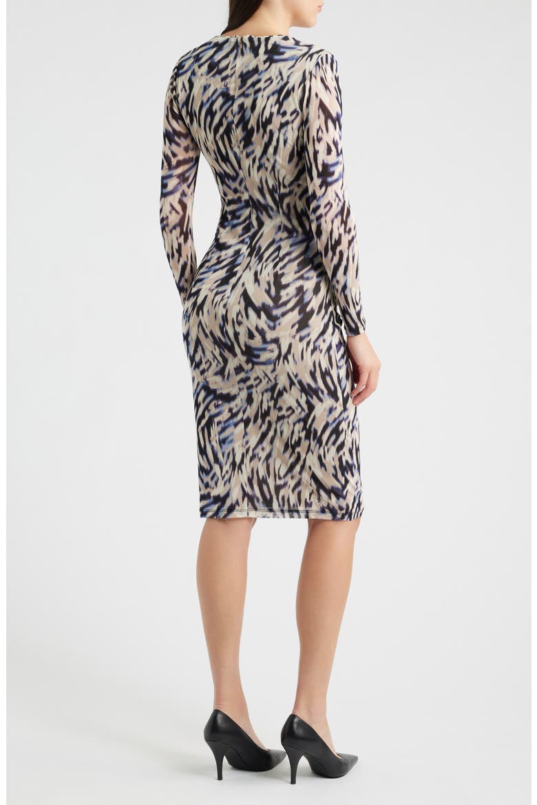 Ruched Mesh Midi Dress, Alternate, color, DUTCH BLUE MULTI