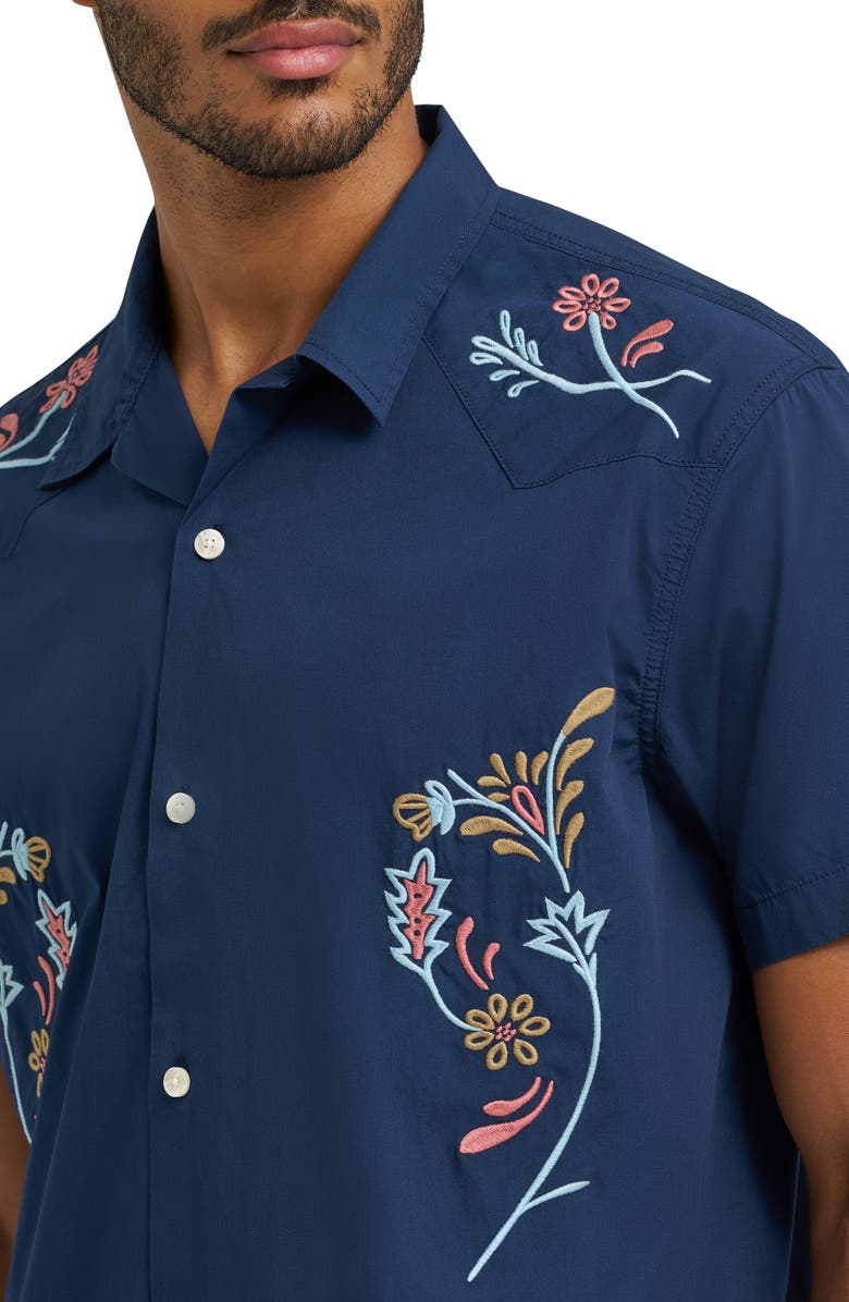 Wrangler Embroidered Camp Shirt, Alternate, color, Navy Floral