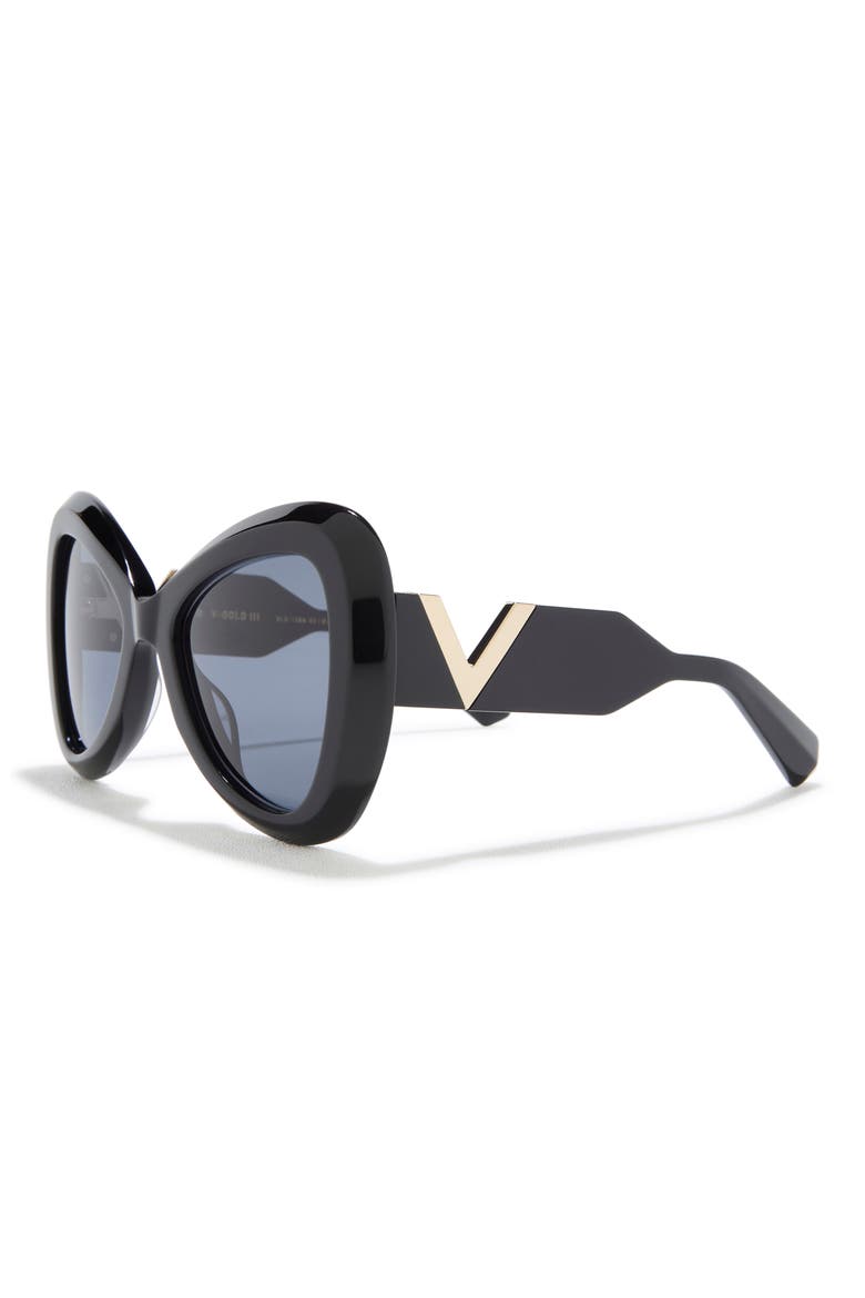 55mm Polarized Triangular Sunglasses, Alternate, color, BLACK BLACK GREY