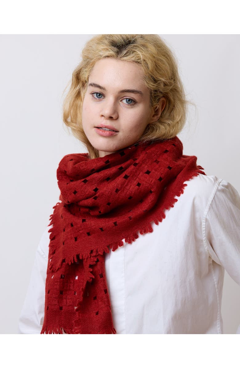 Lost Pattern Pixie Cashmere Scarf, Alternate, color, Red