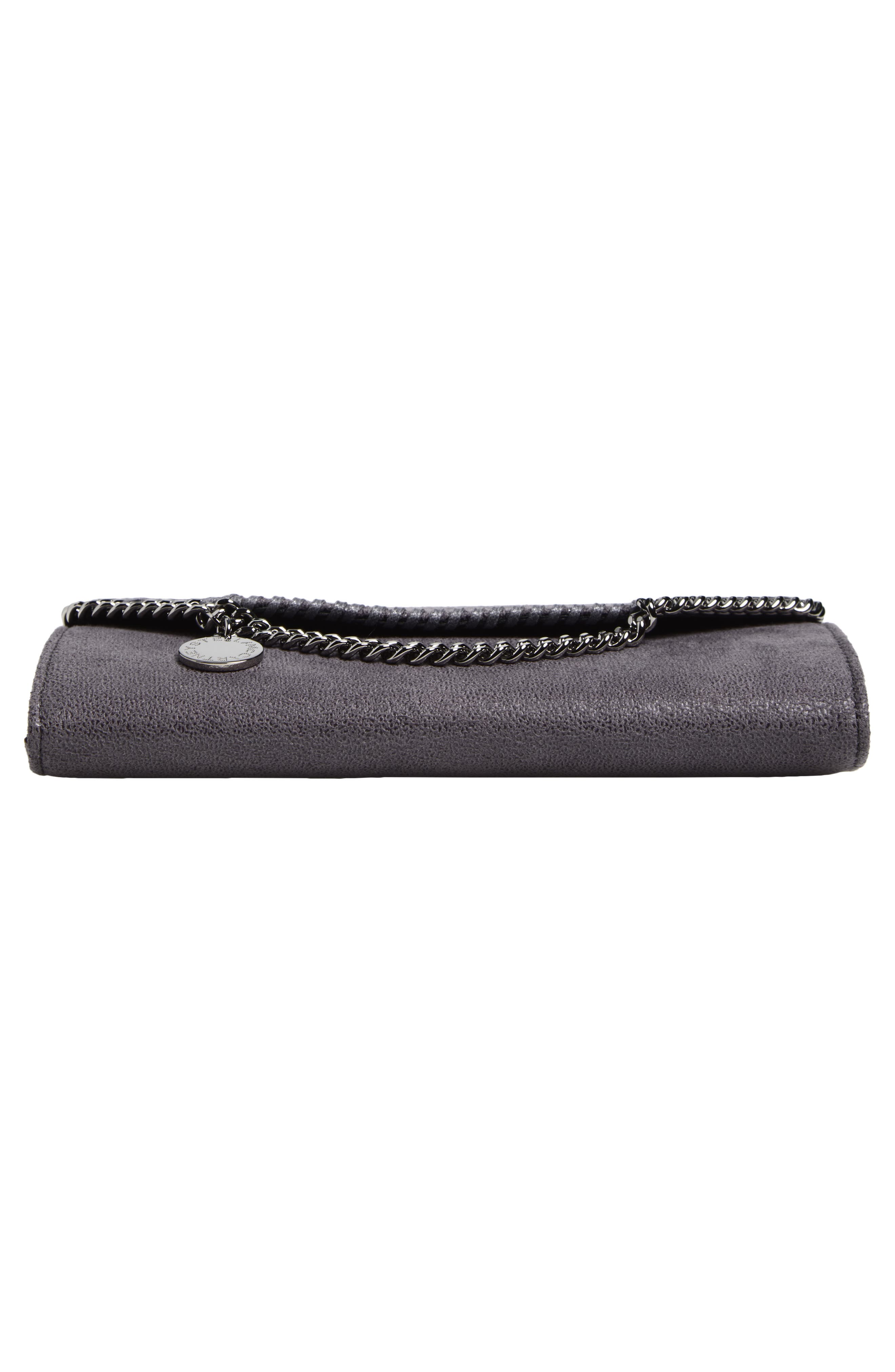 Falabella Shaggy Faux Leather Wallet on a Chain, Alternate, color, BARK