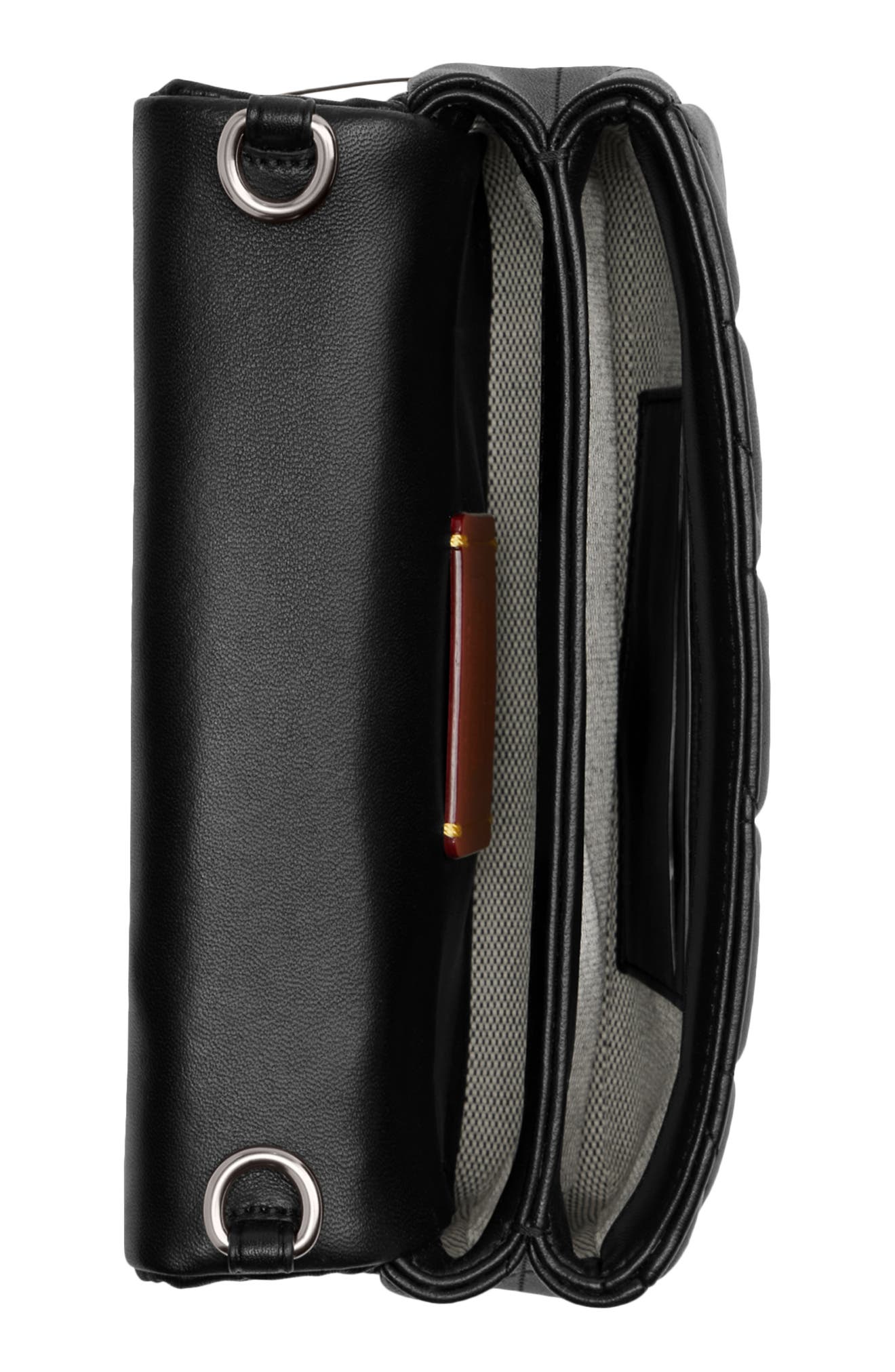 COACH Tabby Pillow Quilted Leather Crossbody Wristlet, Alternate, color, Black