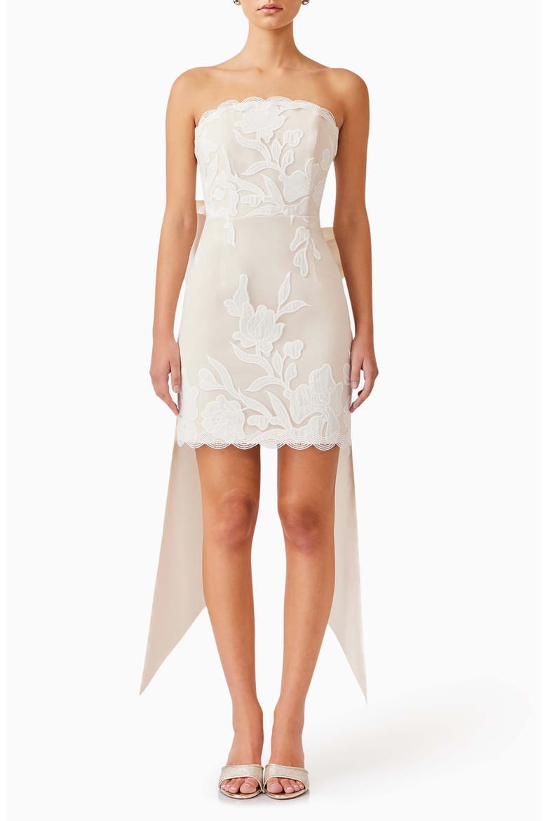 Florian Strapless Lace Cocktail Minidress, Main, color, IVORY