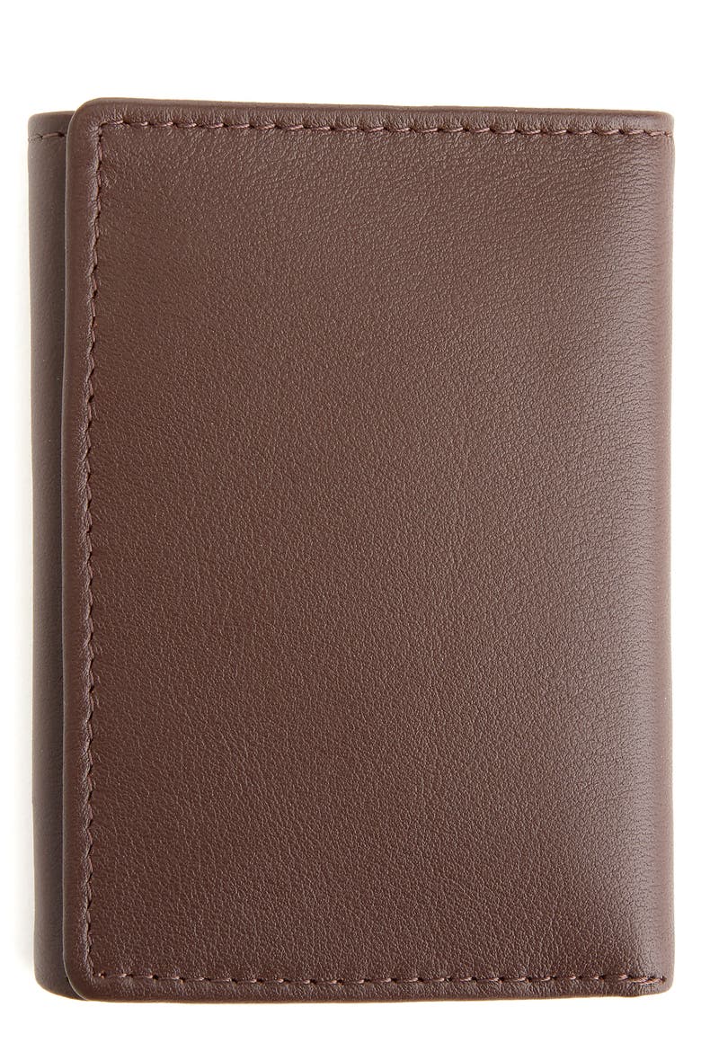 Leather Trifold Wallet, Main, color, BROWN