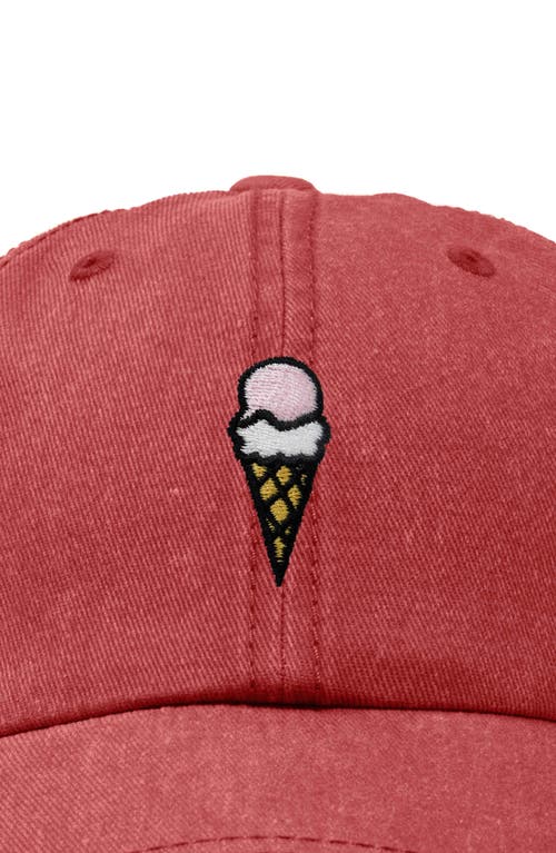 Dalix Double Scoop Embroidered Cap In Washed Red