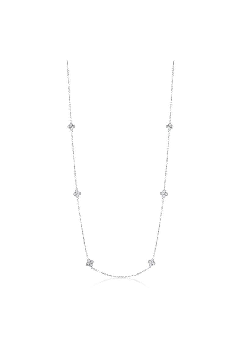 14K Gold 0.73cttw Diamond Station Necklace, Main, color, White Gold