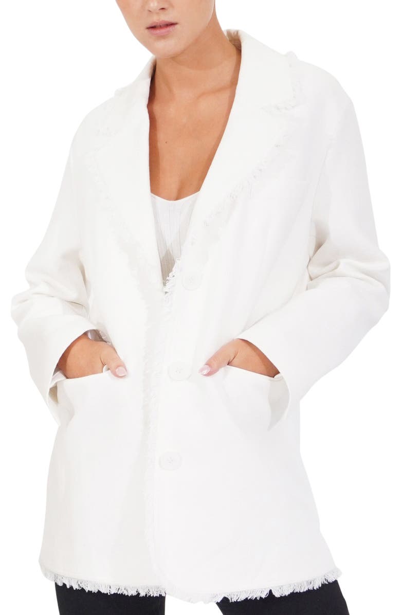 Belle & Bloom Young Blood Frayed Edge Blazer, Alternate, color, Cream