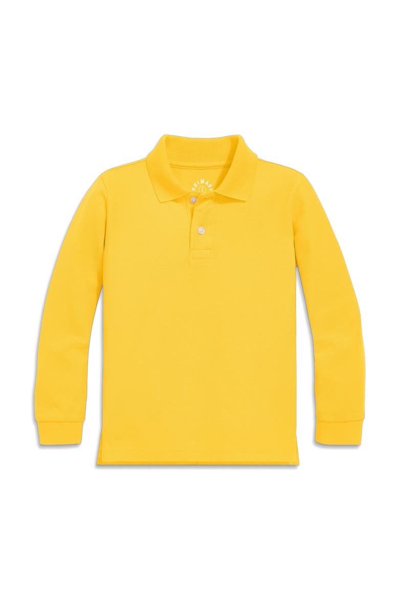 Long Sleeve Pique Polo, Main, color, Sunflower